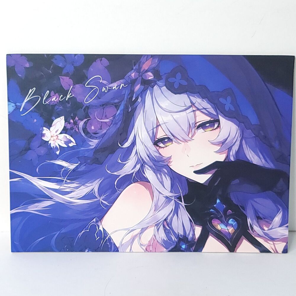 Black Swan Dark Blue Waifu Card Anime Girl Wall Art Oversized Board A5
